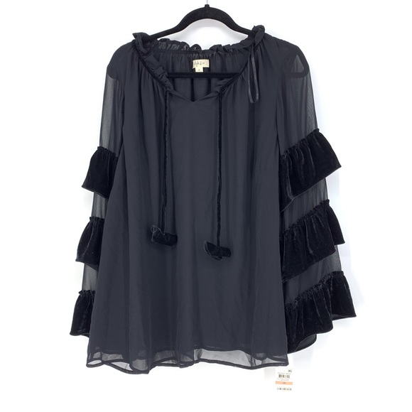 Style & Co. Tops - 🍭Style & Co Plus Size Velvet Trimmed Blouse Sheer